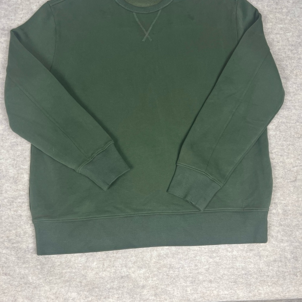 Express Men's Khaki Green Crew Neck Fleece Sweatshirt - Size XL